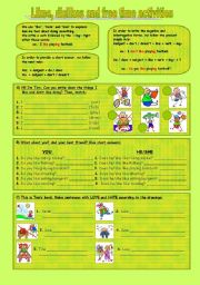 English Worksheet: Likes, dislikes and free time activities