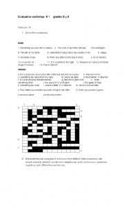 English worksheet: crossword structure sentences