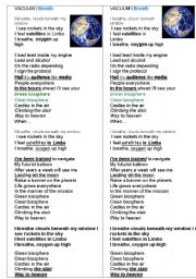 English Worksheet: ECOLOGY song  VACUUM I BREATH  SPACE