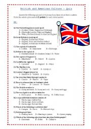 English Worksheet: UK and USA culture quiz