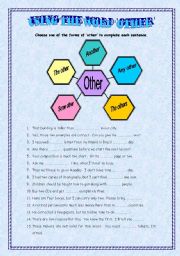 English Worksheet: Using the word other and its derivates