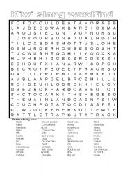 English worksheet: Kiwi Slang Wordfind