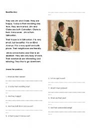 English worksheet: The wedding day