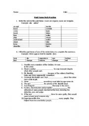 English worksheet: Past Tense Verb Practice