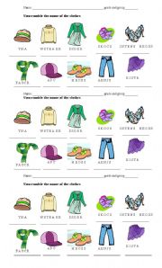 English Worksheet: Clothes