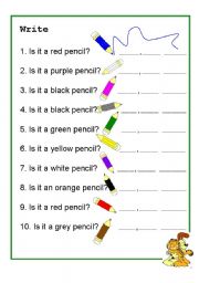 English Worksheet: Colours