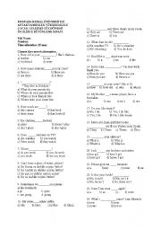 English worksheet: exam questions