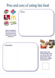 English Worksheet: fast food discussion
