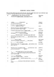 English Worksheet: modal verbs test