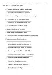 English Worksheet: Modal Perfect