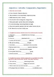 English Worksheet: Adjectives and Adverbs: Comparative or Superlative 