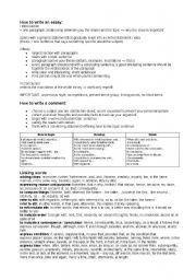 English Worksheet: Essay writing - Comment writing - Linking words