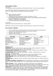 English Worksheet: Essay writing - Comment writing - Linking words
