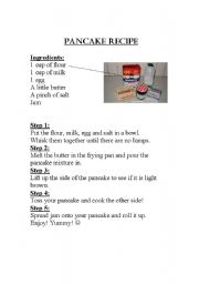 Pancake recipe and activities