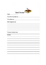 English Worksheet: Book Review Template