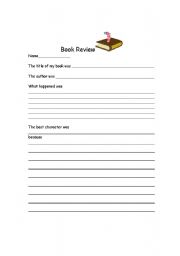 English worksheet: Book Review Template