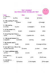 English worksheet: TEST YOURSELF
