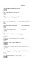 English worksheet: driving vocabulary