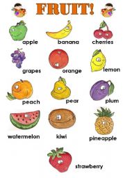 English Worksheet: FRUIT! - CLASSROOM POSTER FOR KIDS