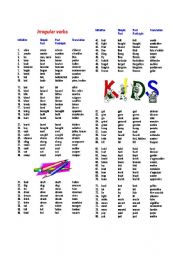 English Worksheet: Irregular verbs