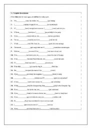English Worksheet: CONDITIONALS TYPE 1