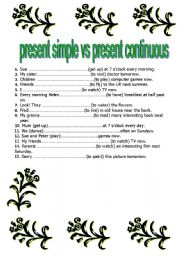 English worksheet: present simple vs present continuous