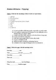 English worksheet: Robbie Williams - Tripping