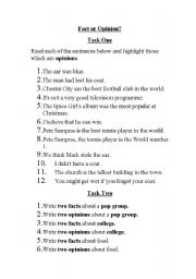 English Worksheet: Fact or Opinion