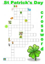 English Worksheet: St Patricks Day !     crossword