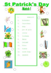 English Worksheet: St Patricks Day !!!!!!!!!!!!!!!!!! match