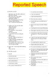 English Worksheet: Reported Speech