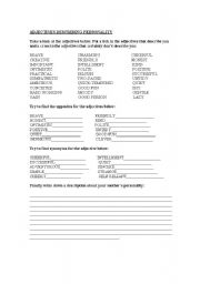 English Worksheet: adjectives describing personality