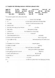 English Worksheet: phrasal verbs