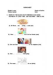 English Worksheet: Past continuos