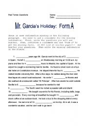 Mr. Garcias Holiday:  Past Tense Questions 1