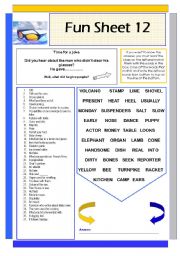 English Worksheet: Fun Sheet 12