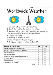 English Worksheet: Worldwide Weather Project