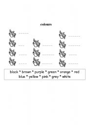 English worksheet: colours