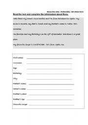 English worksheet: READINGS+WRITINGS