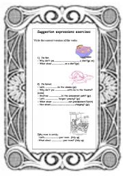 English worksheet: suggestion expressions and exercises