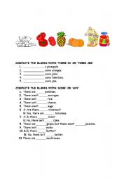 English Worksheet: some / any