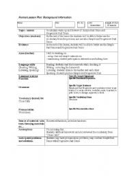 English worksheet: Lesson Planning Form