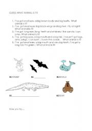 English worksheet: guess the animal