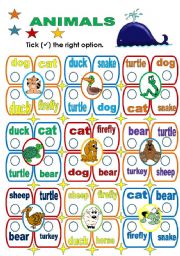 English Worksheet: ANIMALS