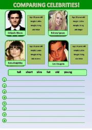 English Worksheet: Comparing celebrities