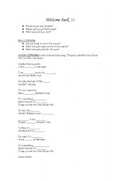English worksheet: welcome back to school!!