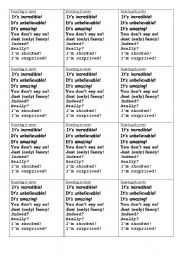 English Worksheet: Reacting to news. Surprise .