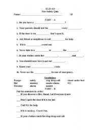 English Worksheet: Fire Safety Quiz