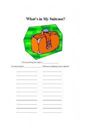 English worksheet: Whats in my suitcase