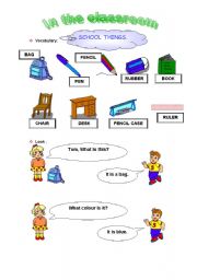 English worksheet: school things